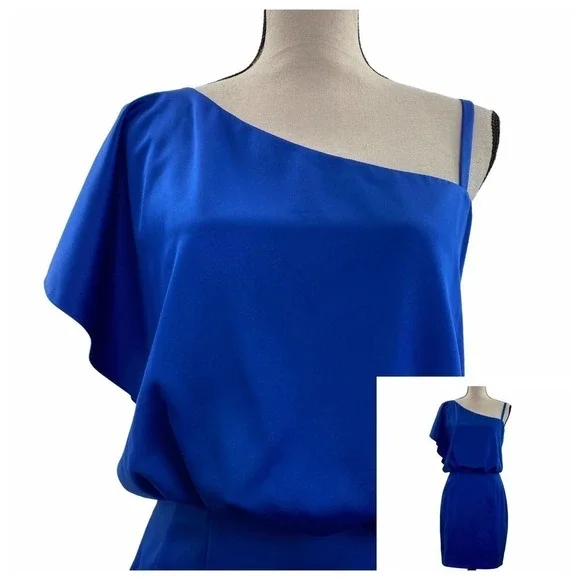 JESSICA Simpson Blue One Shoulder Mini Dress 4 - Picture 12 of 15